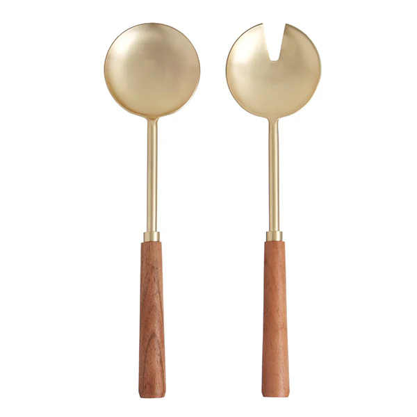 Acacia Wood + Stainless Steel Salad Servers (Set of 2)