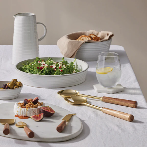 Acacia Wood + Stainless Steel Salad Servers (Set of 2) - Image 2