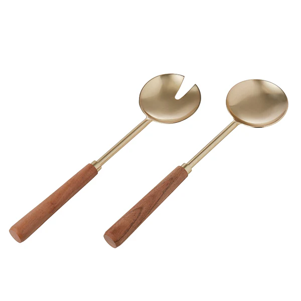 Acacia Wood + Stainless Steel Salad Servers (Set of 2) - Image 4