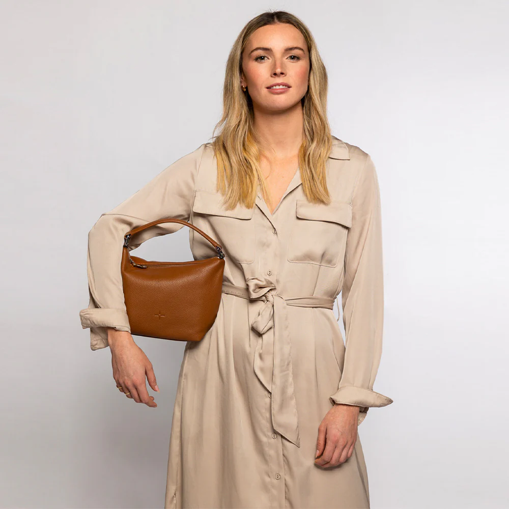 Addison Crossbody Pebbled Bag - Tan - Image 2
