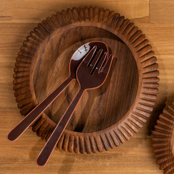 Adler Enamel Salad Servers - Hazelnut - Image 2