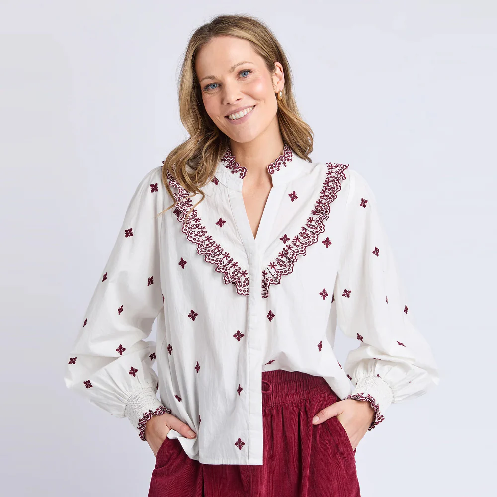 Agnes Embroidered Shirt - Marshmallow