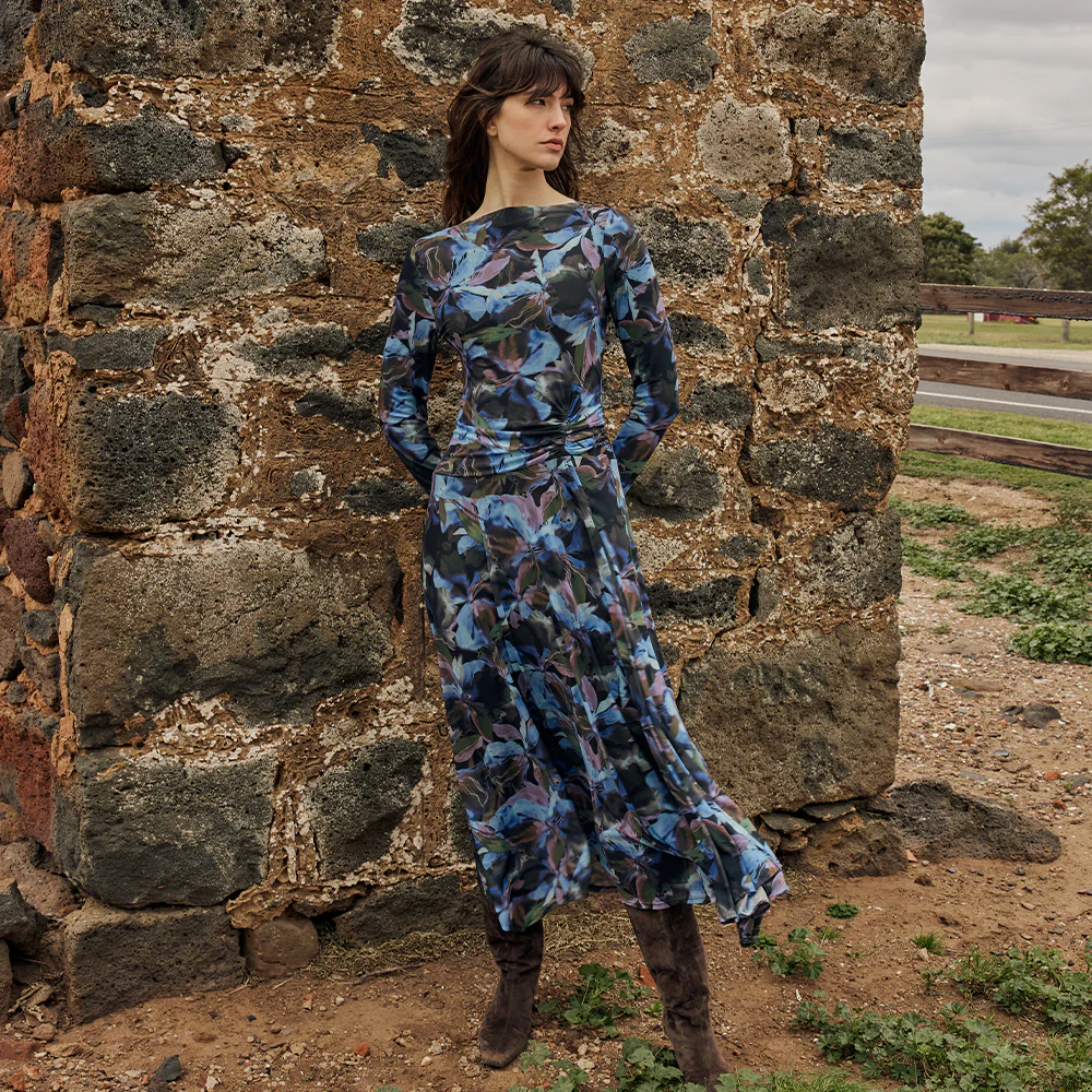 Alix Mesh Dress - Blurred Floral