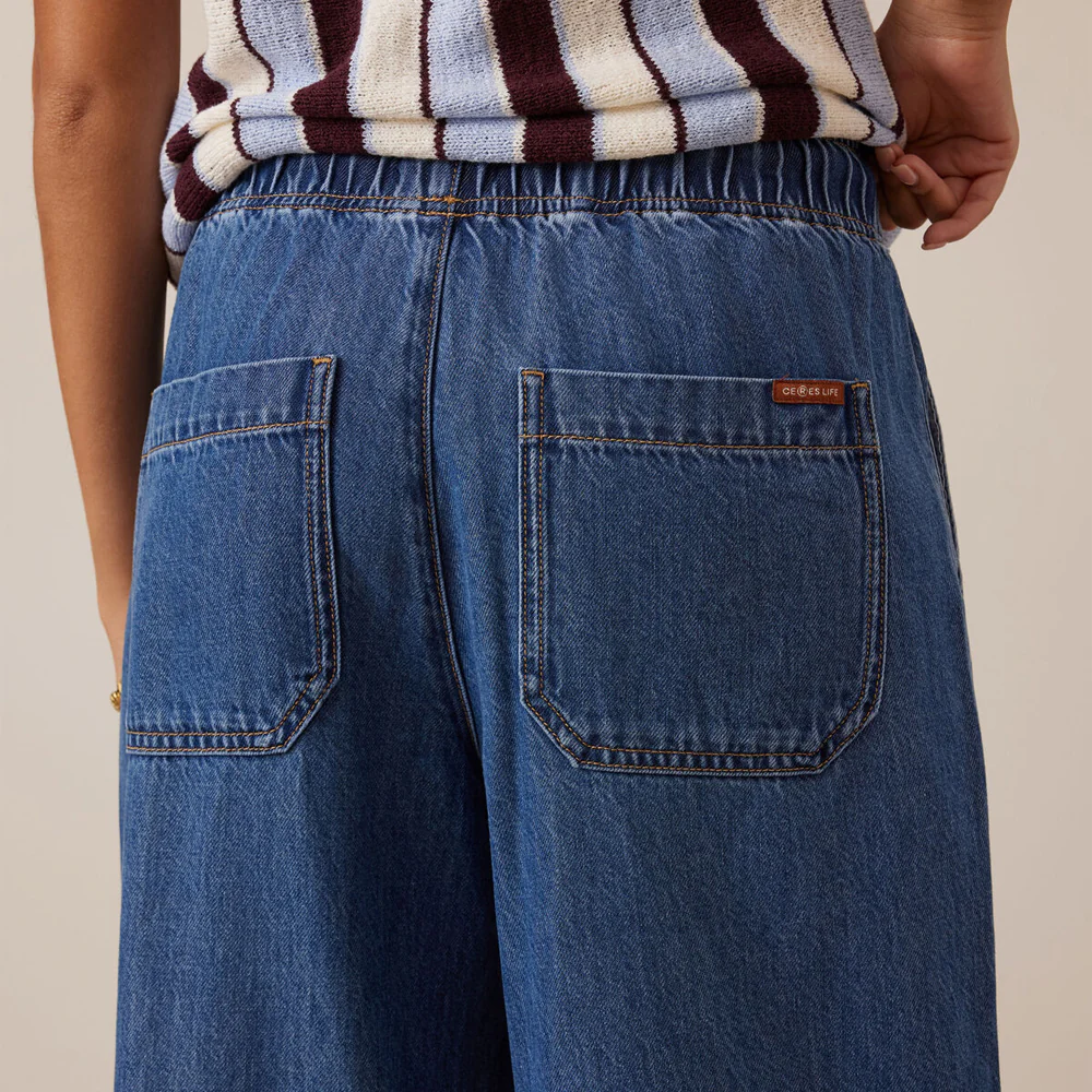 Andie Wide Leg Drawstring Pant - Fresh Indigo - Image 3