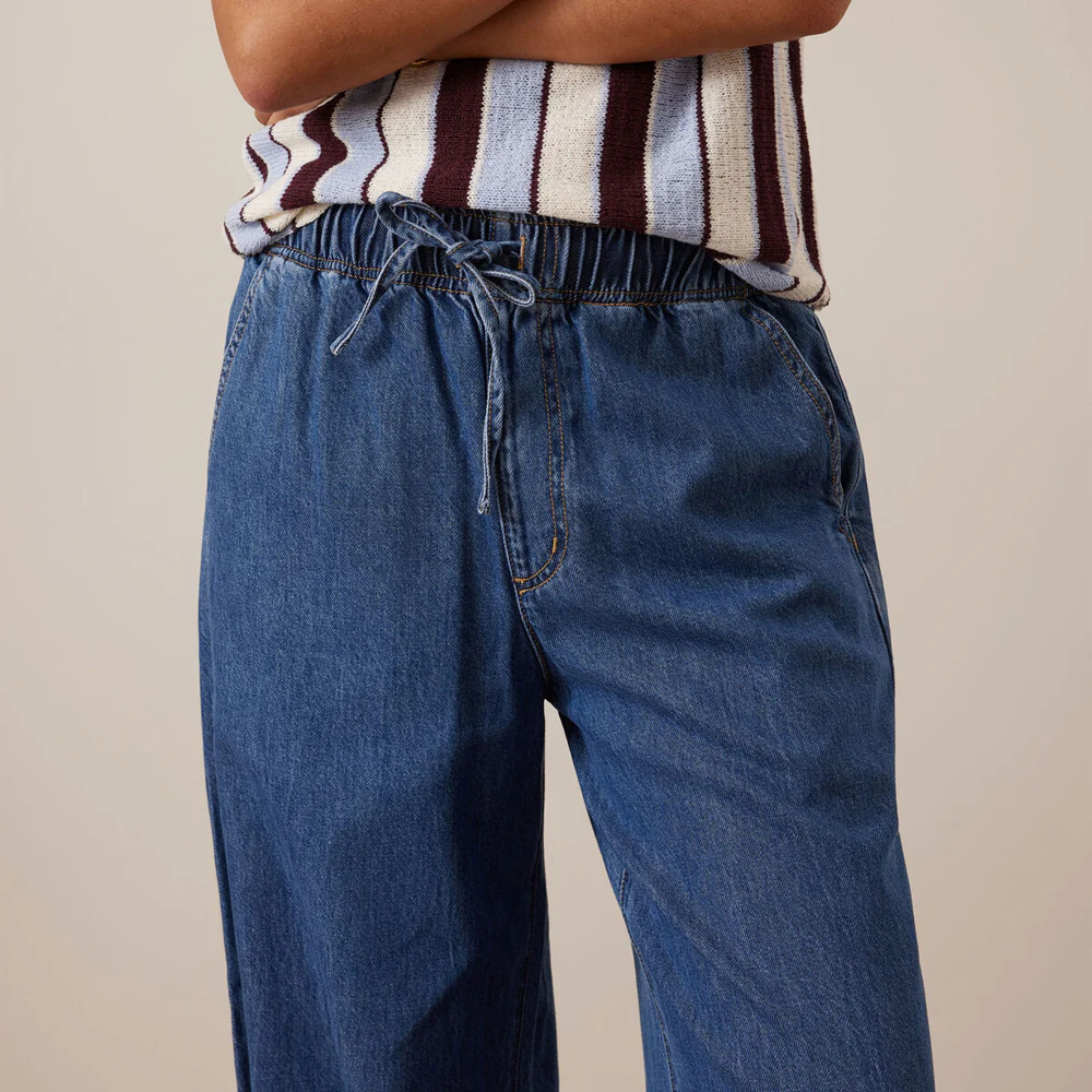 Andie Wide Leg Drawstring Pant - Fresh Indigo - Image 4