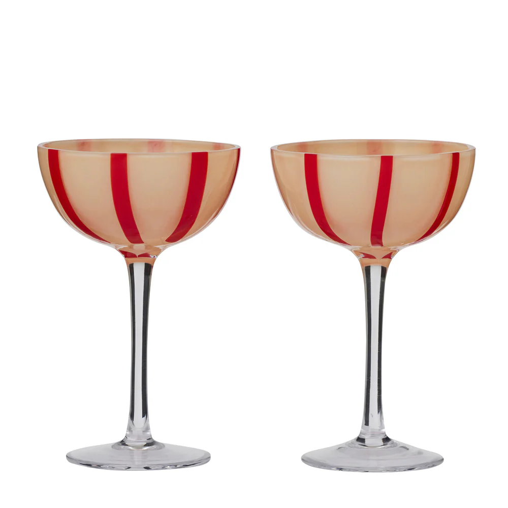 Aperitivo S/2 Coupe Glass - Pink/Red