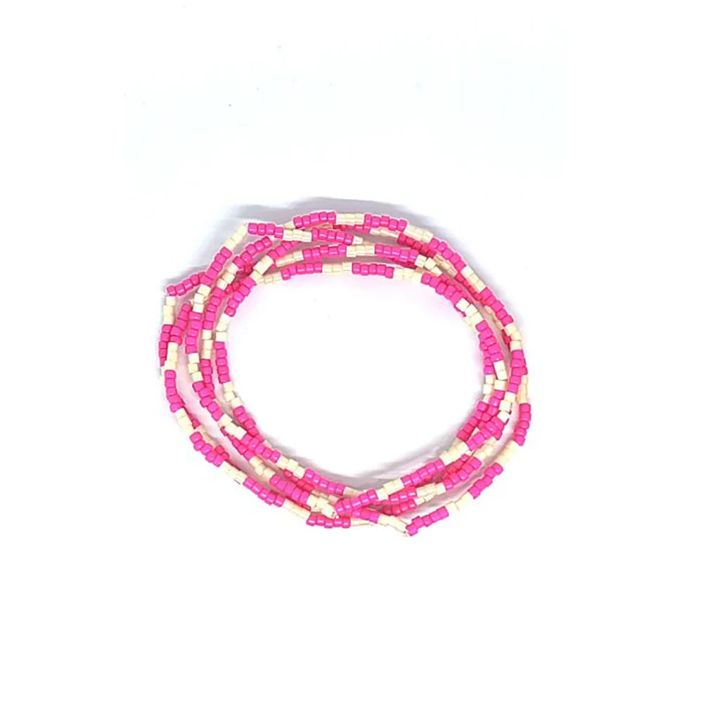 Beaded Bracelet - Pink + White