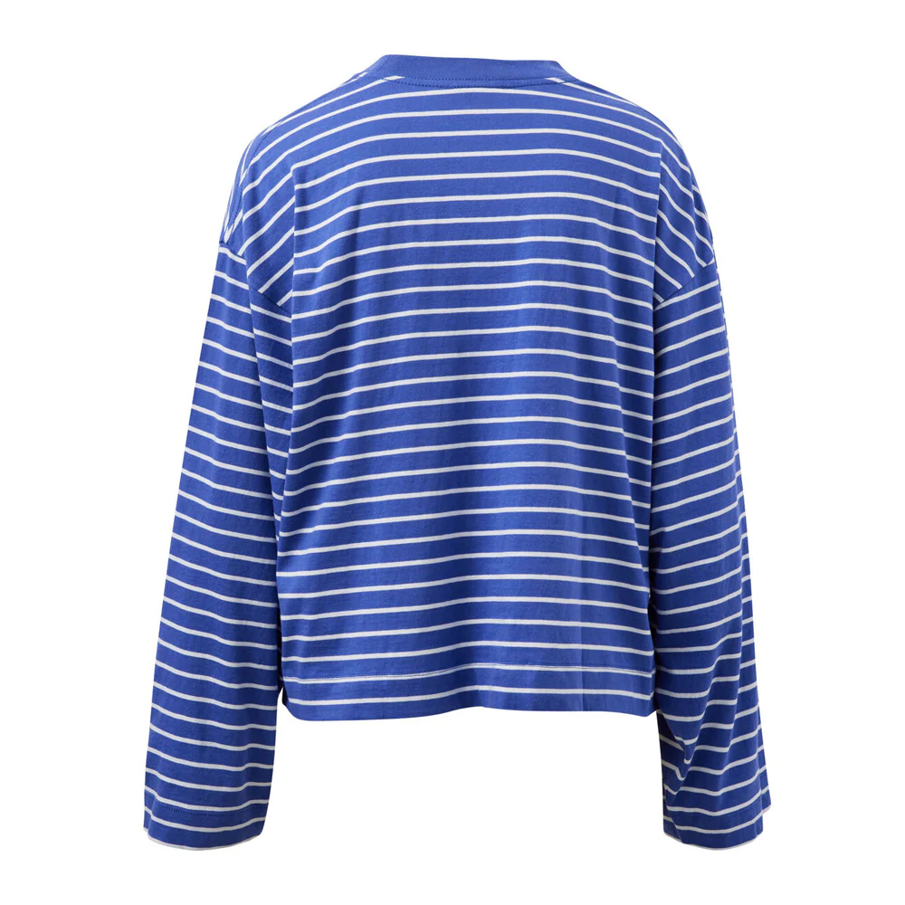 Beau Long Sleeve Slouchy Tee - Polo Blue + White Stripe - Image 5
