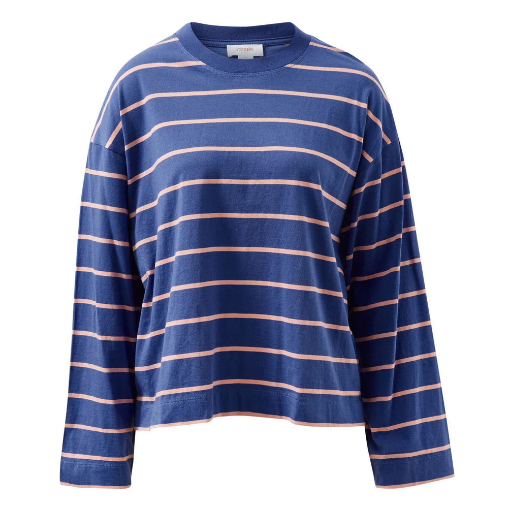 Beau Long Sleeve Slouchy Tee - Washed Navy + Pink Clay - Image 5