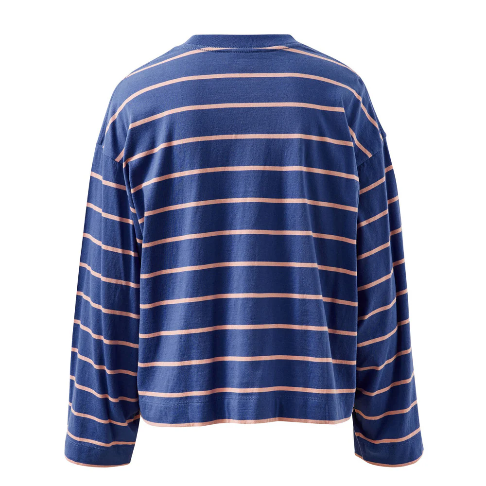 Beau Long Sleeve Slouchy Tee - Washed Navy + Pink Clay - Image 6