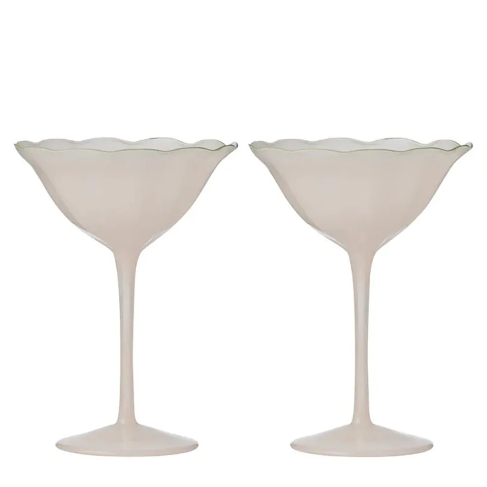 Bella S/2 Coupe Glass - Pink/Green
