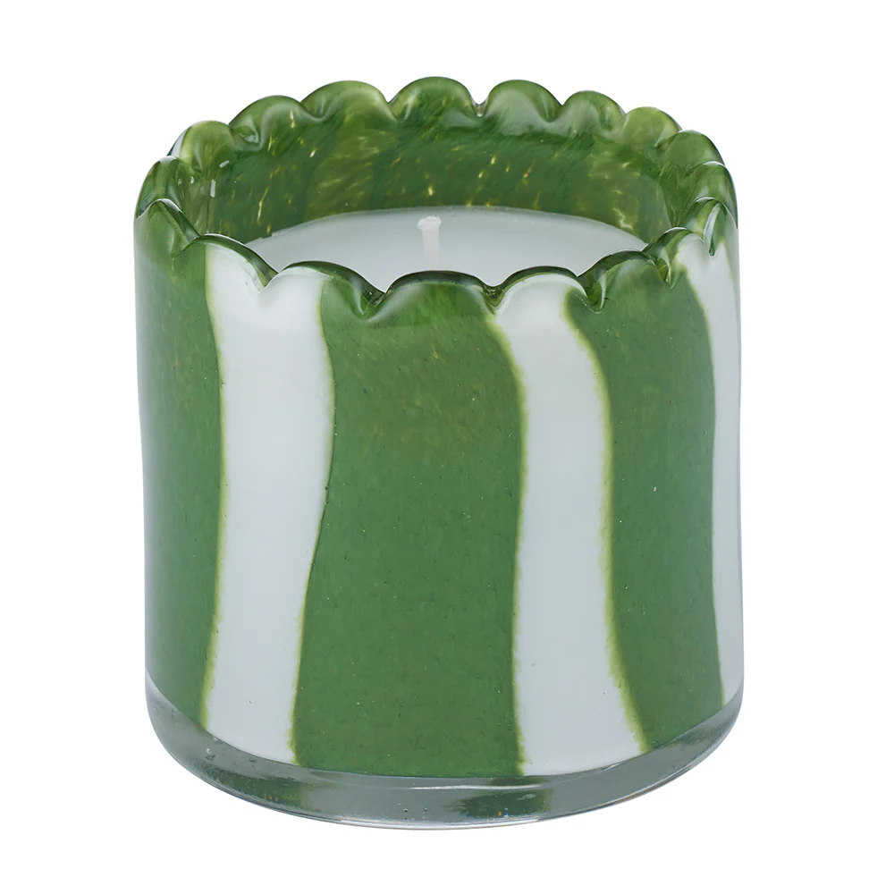Billie Glass Candle Green/White