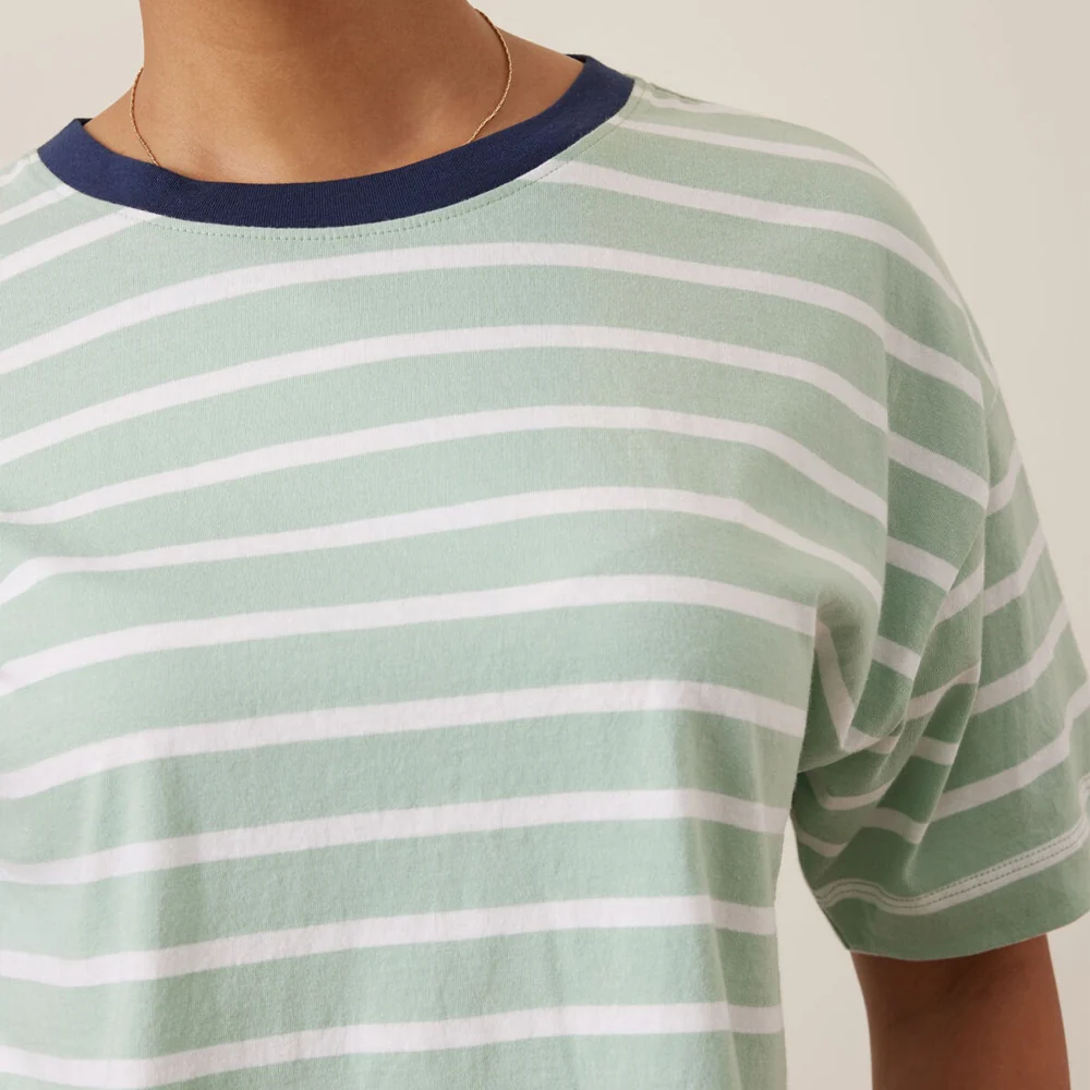 Brea Boxy Tee - Seafoam + White Stripe