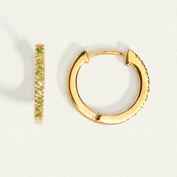 Chloe Peridot Huggie Earrings - Gold - Image 4