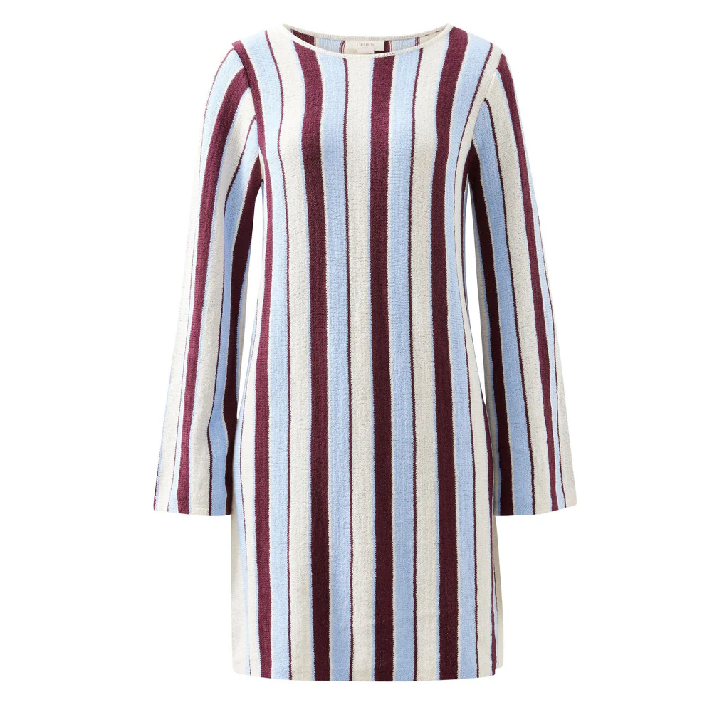 Chloe Stripe Knit Mini Dress - Blue Wine Stripe - Image 6