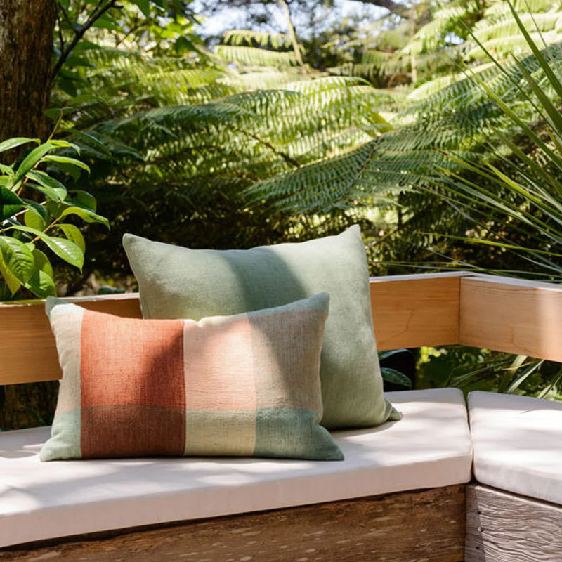 Clyde Handwoven Linen Cushion (Pea/Multi) - 50 x 30cm - Image 4