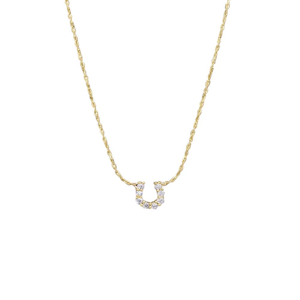 Crystal Horse Shoe Necklace - Gold