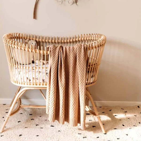 Diamond Knit Organic Baby Blanket - Hazelnut - Image 3