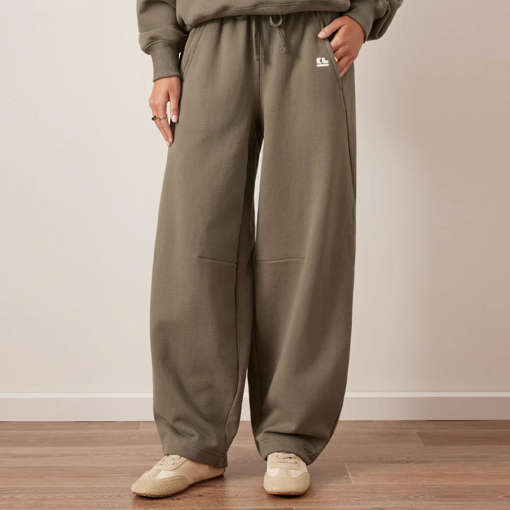 Elise Barrel Trackpant - Washed Olive - Image 3