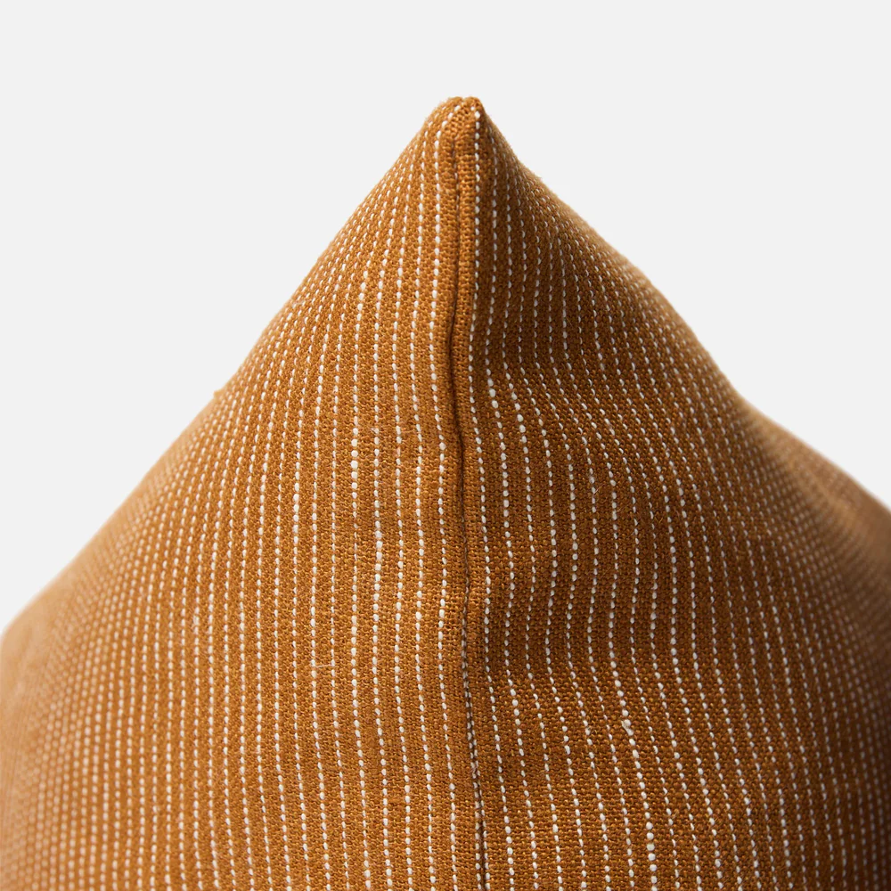 Fine Striped Linen Cushion - Orange Peel - Image 3