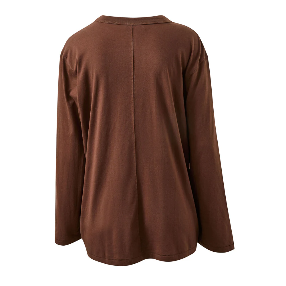 Finn Oversized Long Sleeve Tee - Chocolate - Image 4
