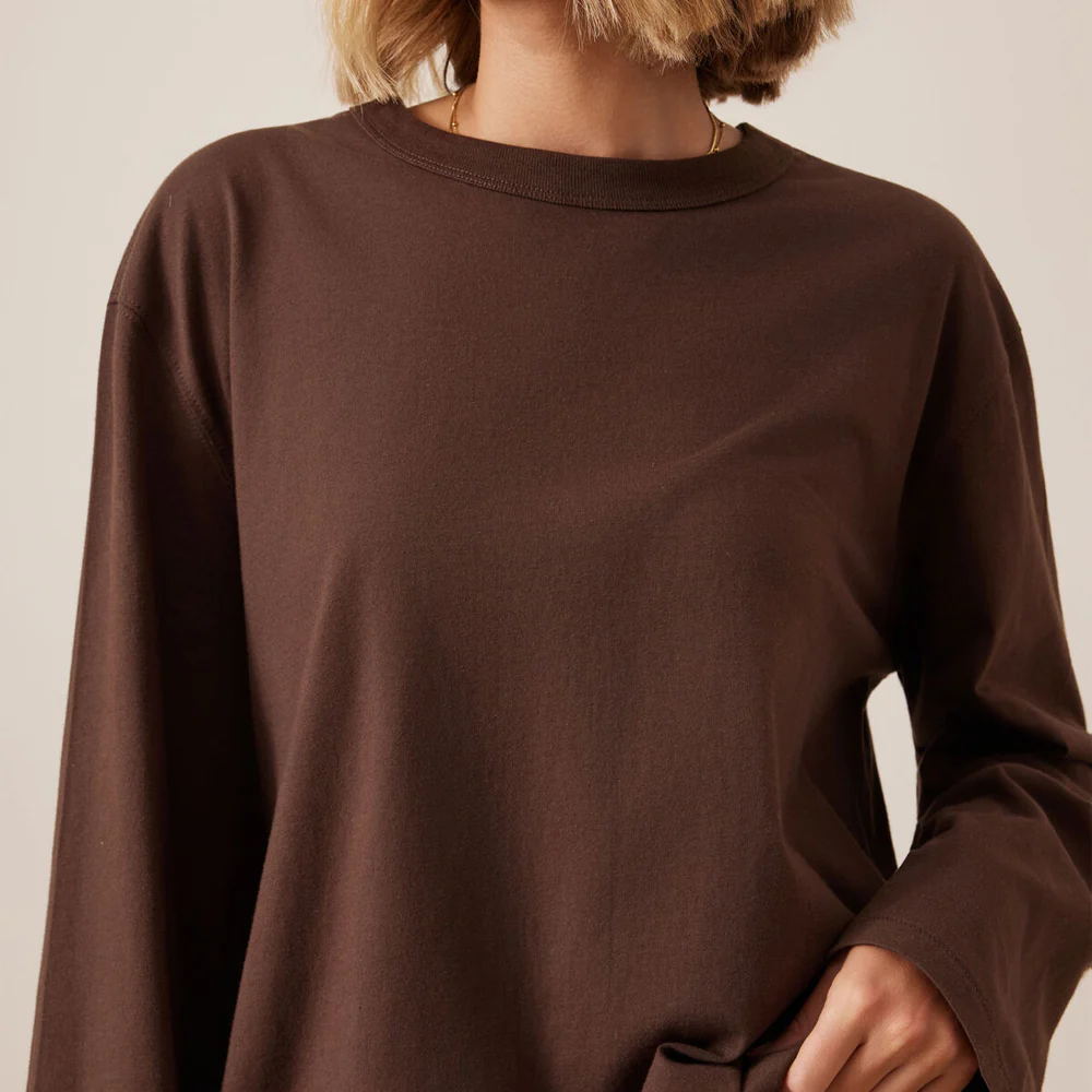Finn Oversized Long Sleeve Tee - Chocolate - Image 6