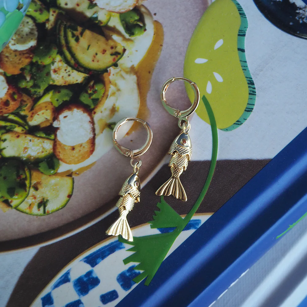 Fish Red Eye Earring / Gold - Image 2