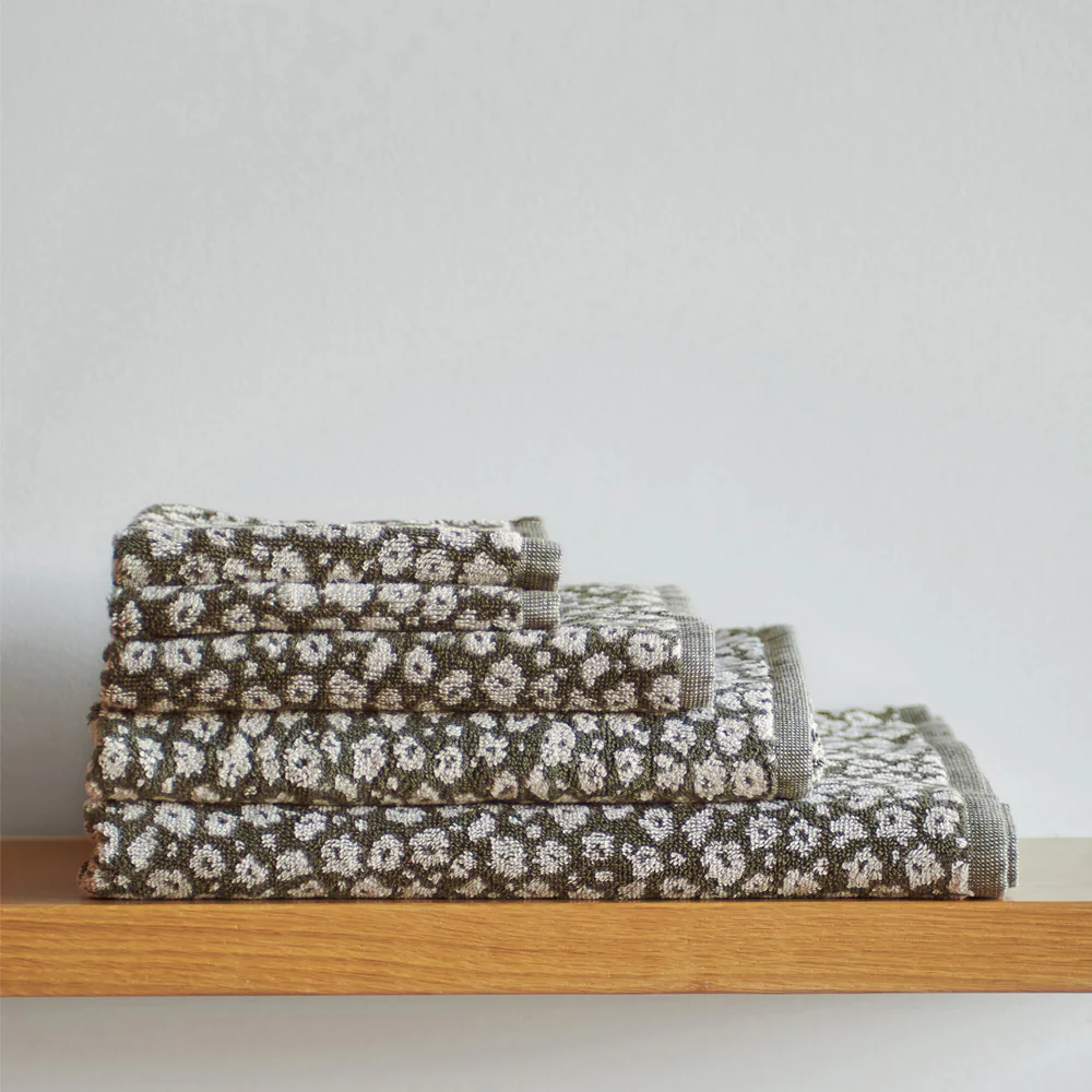 Forget Me Not Organic Cotton Face Cloth - Ivy/Oat - Image 3