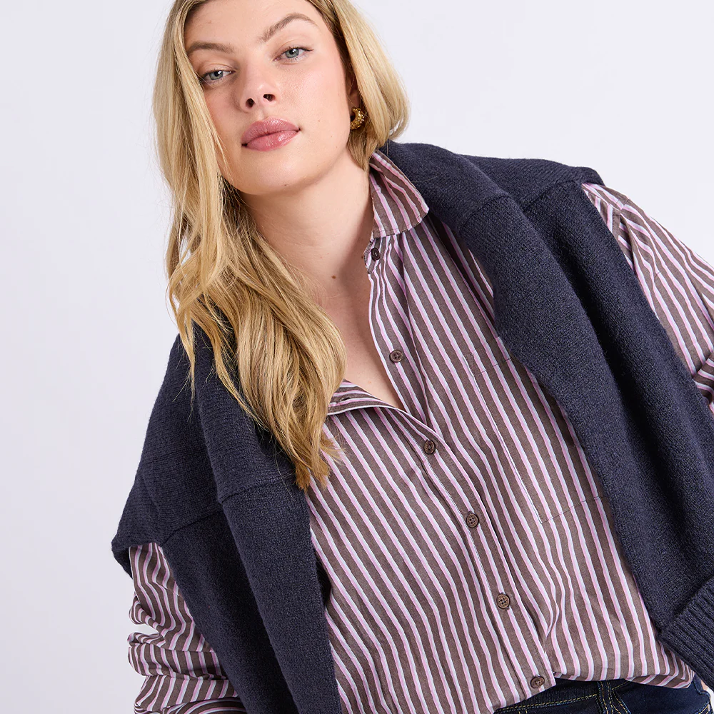 Frankie Striped Shirt - Chocolate Stripe