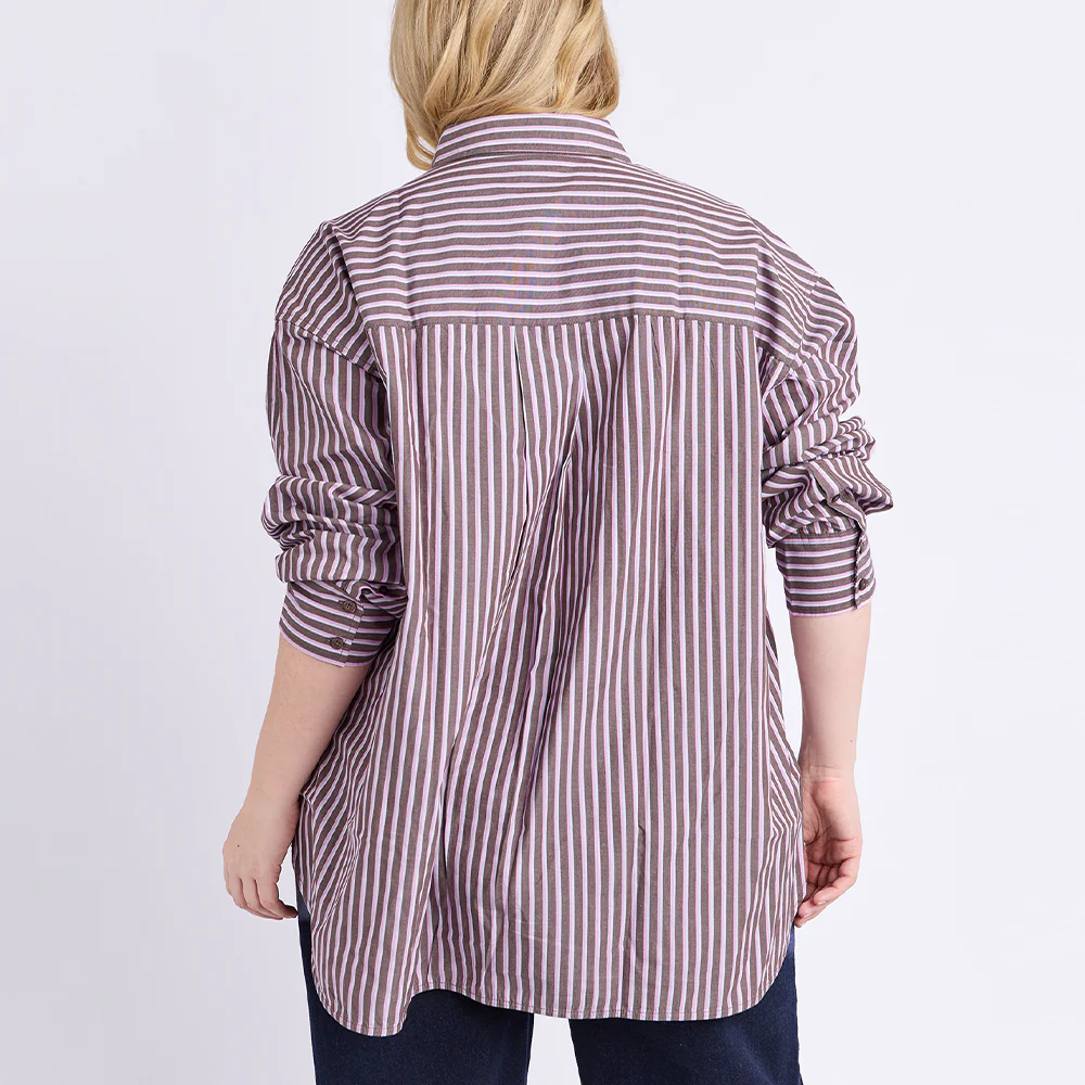 Frankie Striped Shirt - Chocolate Stripe - Image 4