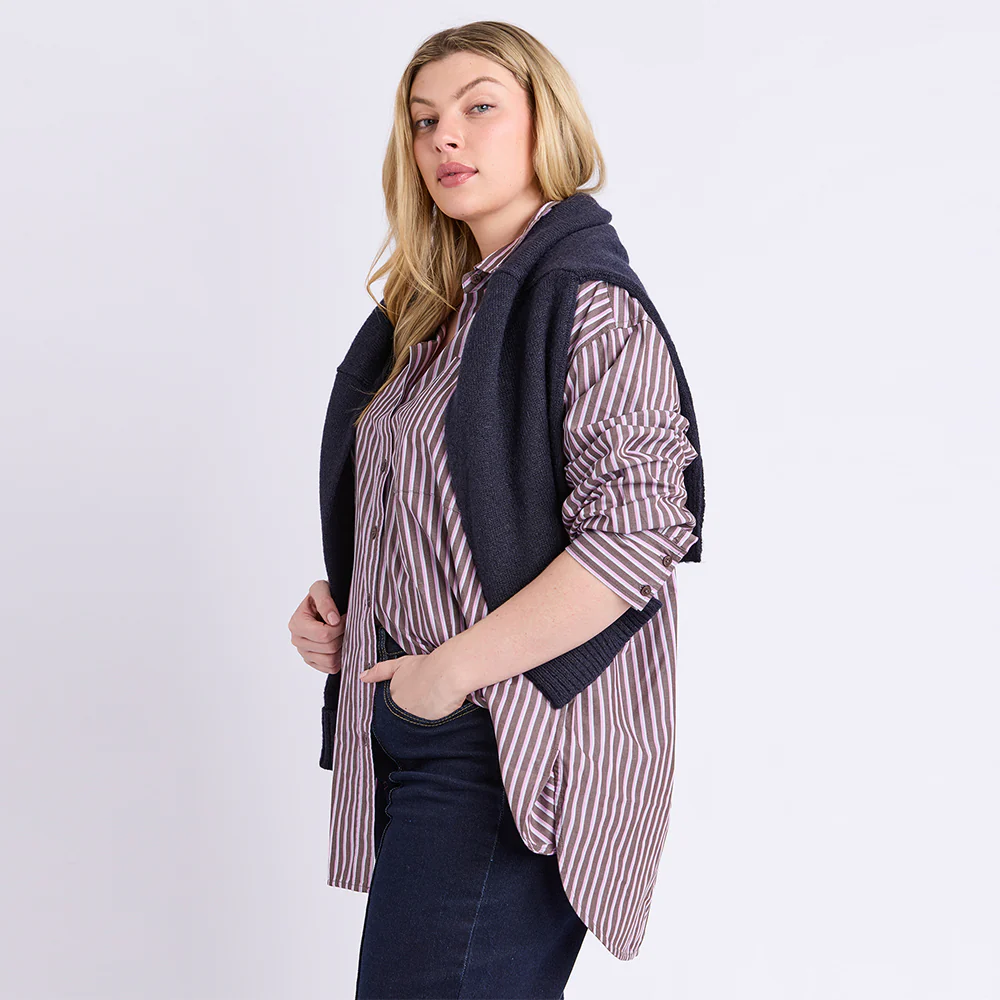 Frankie Striped Shirt - Chocolate Stripe - Image 5