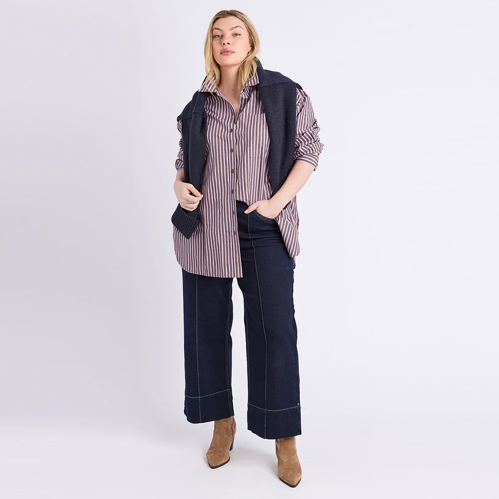 Frankie Striped Shirt - Chocolate Stripe - Image 6