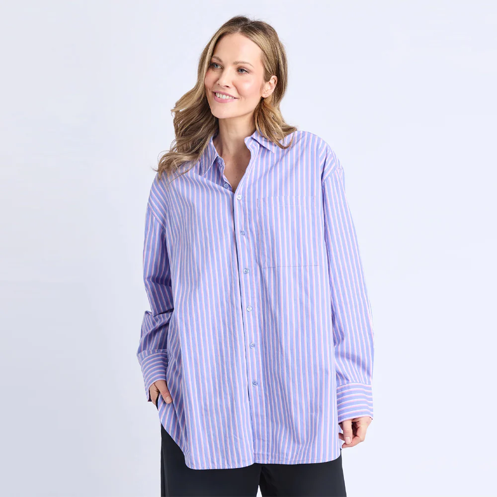 Frankie Striped Shirt - Cornflower Stripe - Image 3