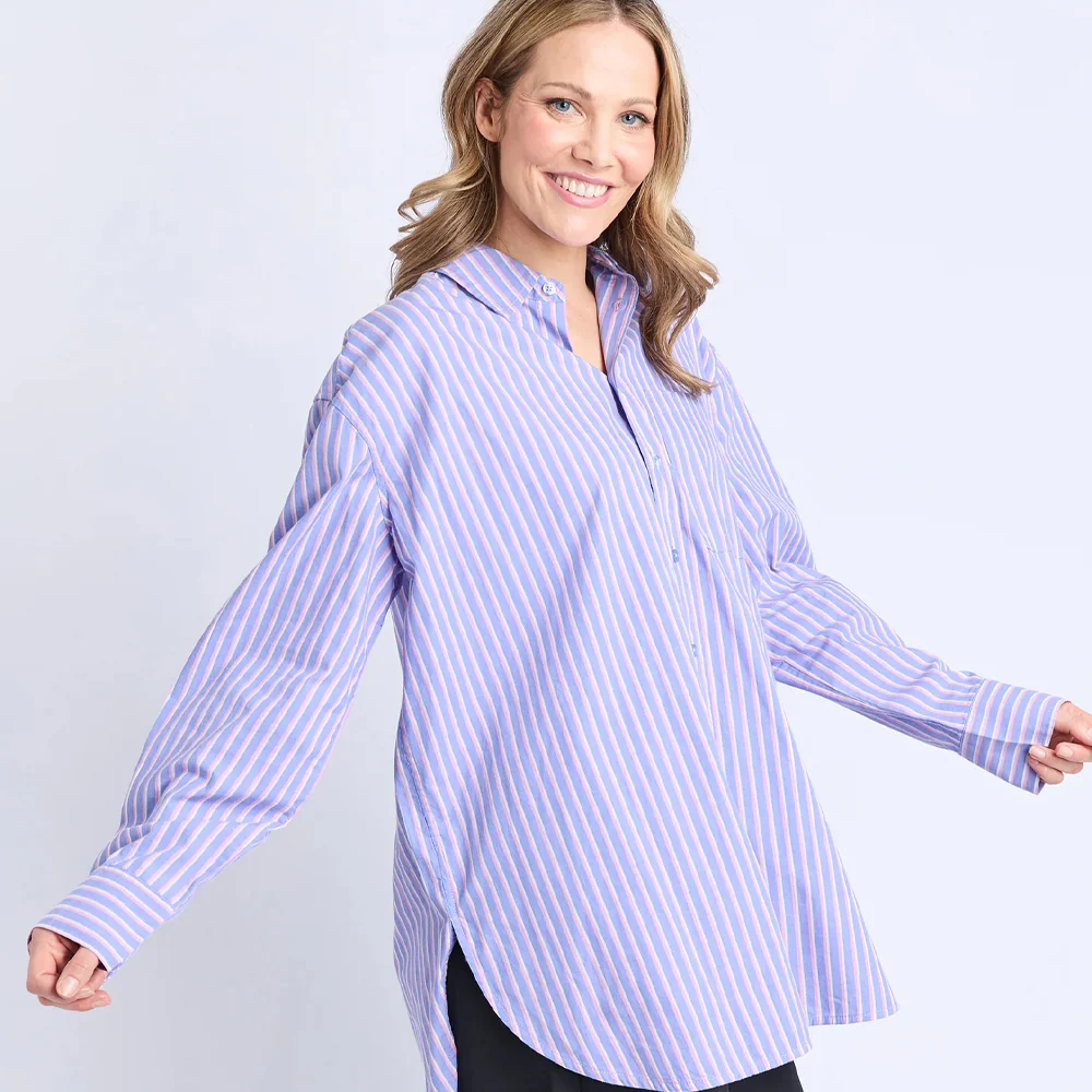 Frankie Striped Shirt - Cornflower Stripe - Image 5