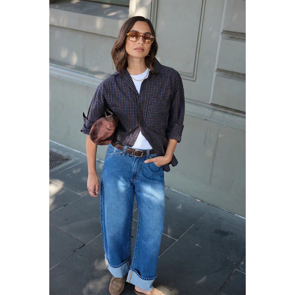 Frannie Cuffed Barrel Jean - Fresh Indigo - Image 3