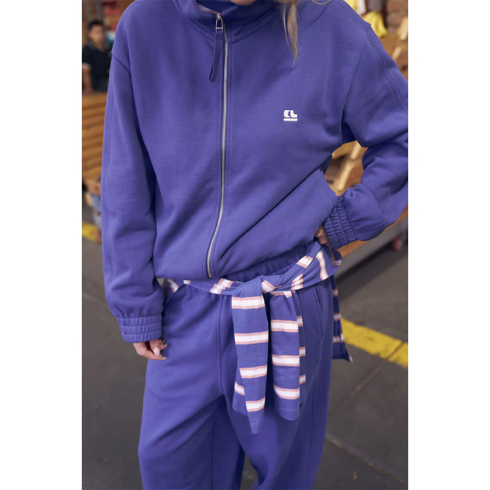 Freya Zip Thru Sweat - Washed Navy - Image 6