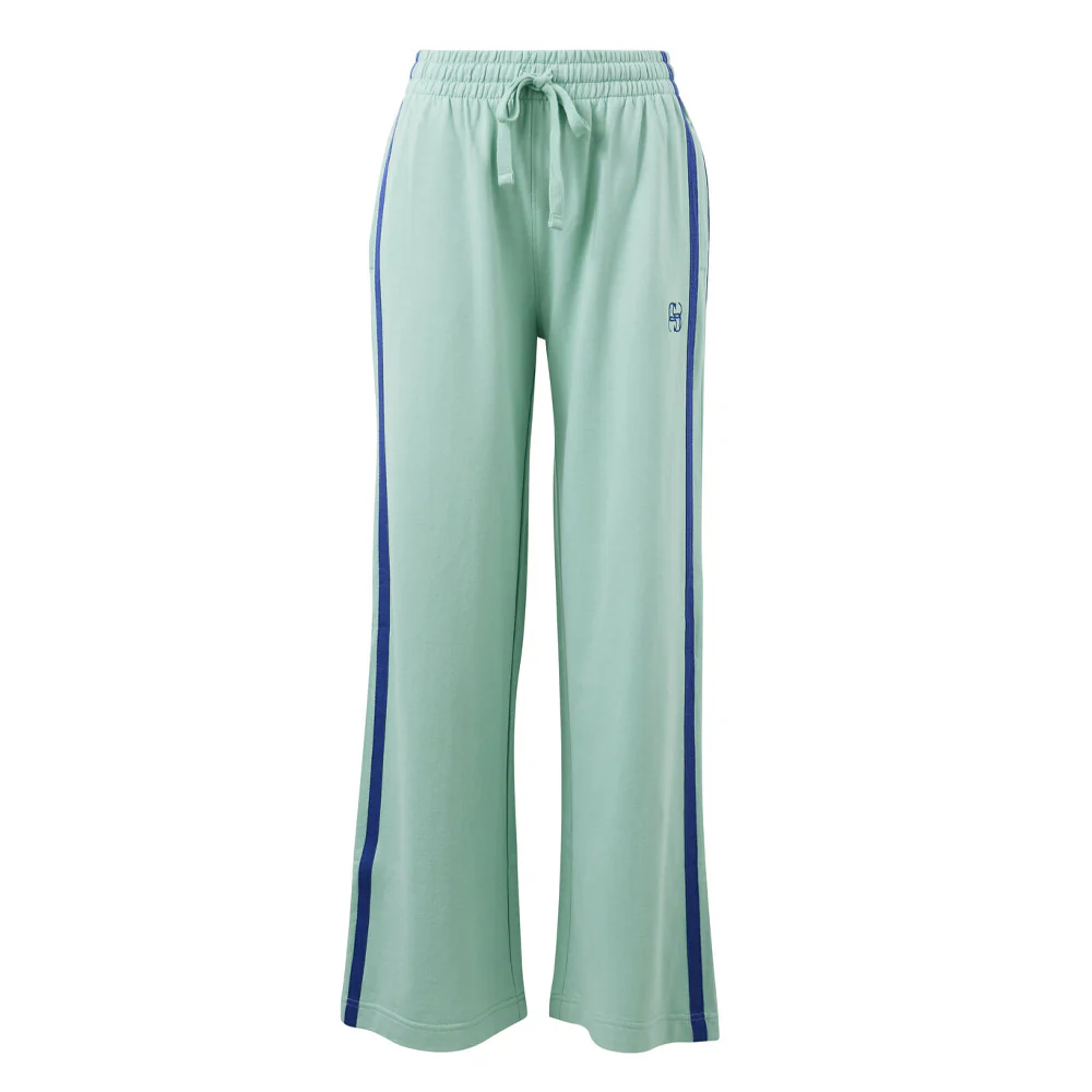 Gigi Wide Leg Terry Trackpant - Seafoam Polo Blue Side Stripe - Image 5
