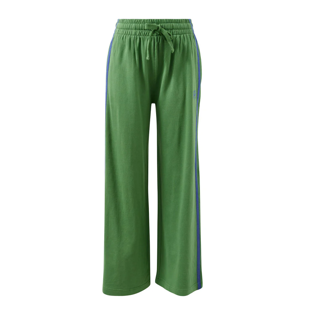Gigi Wide Leg Trackpant - Pistachio Washed Navy Side Stripe - Image 6