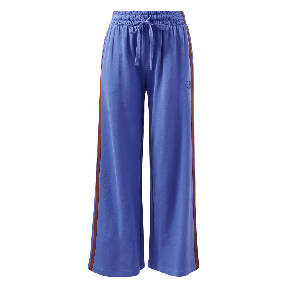 Gigi Wide Leg Trackpant - Vintage Blue Mixed Side Stripe - Image 7