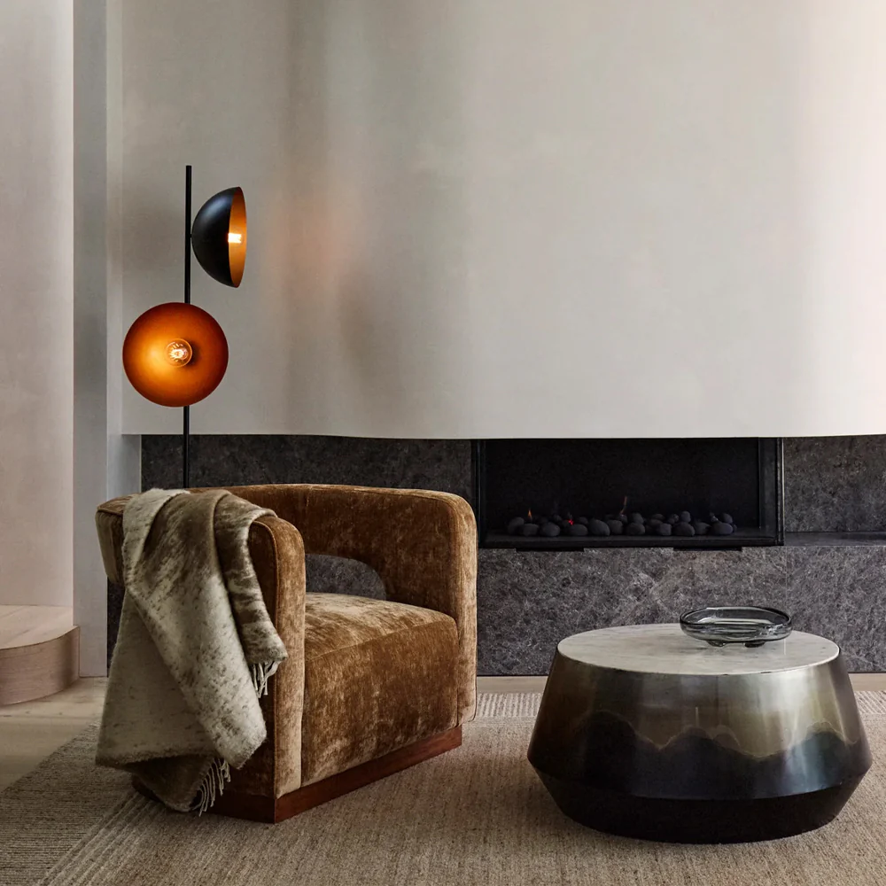 Gold Aged Velvet Armchair - Image 2