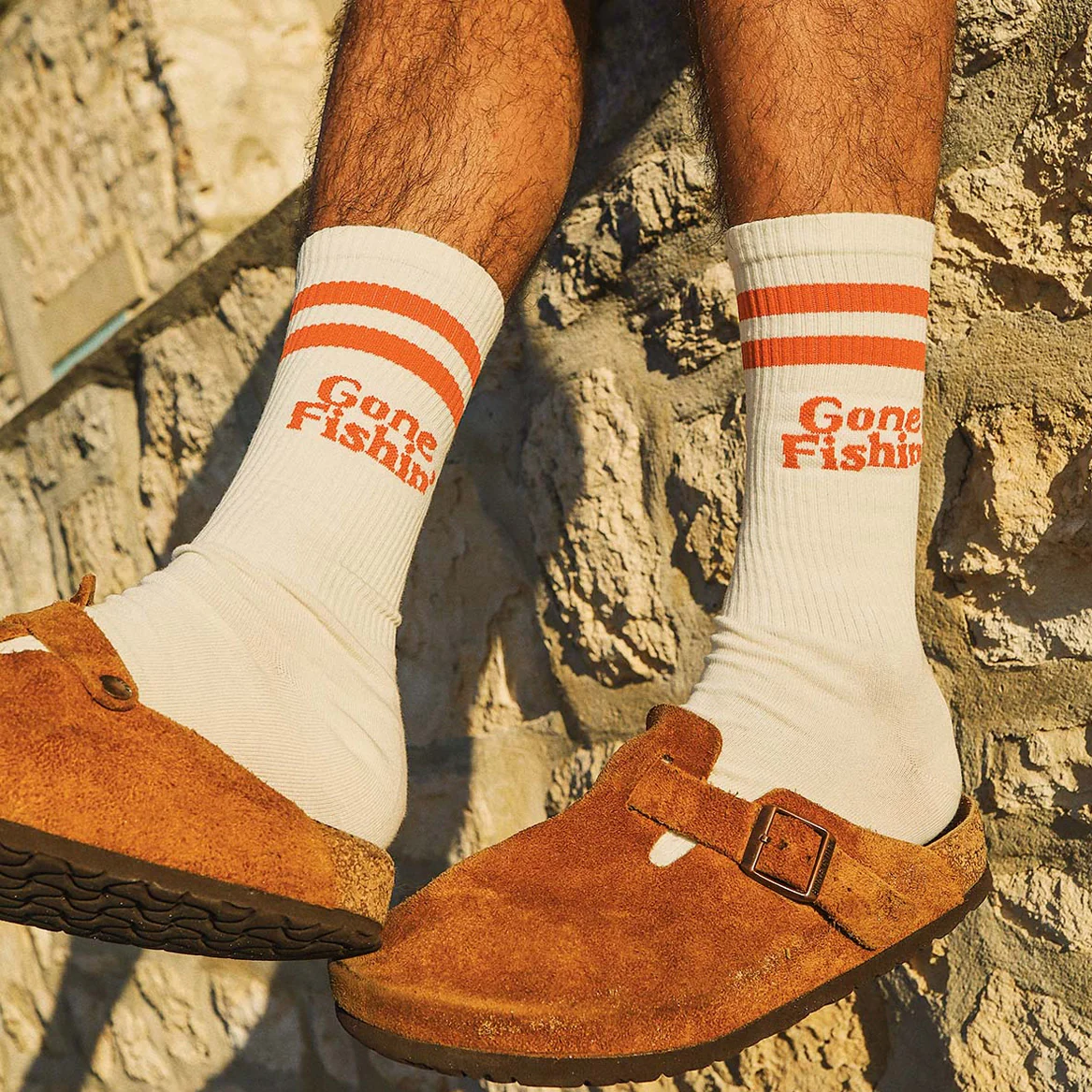Gone Fishin' Socks - Off White