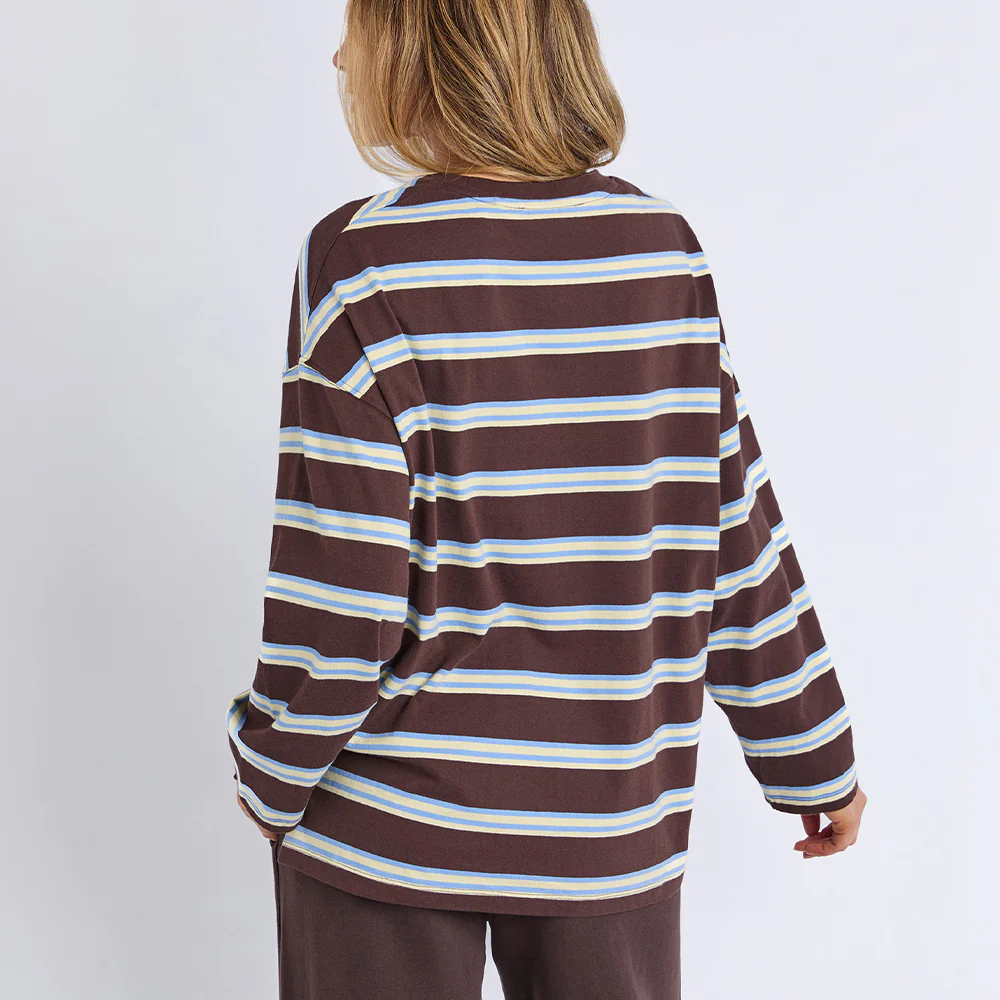 Harper Stripe Long Sleeve Tee - Coffee Multi - Image 6