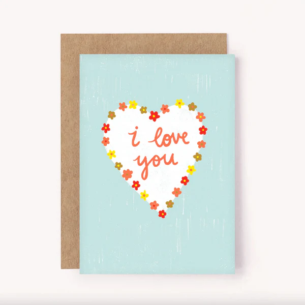 I Love You Flower Heart Card