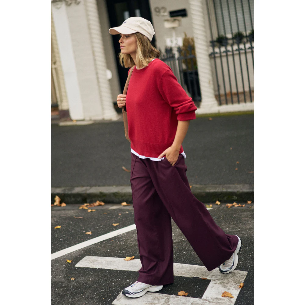 Izzie Pinstitch Pant - Burgundy - Image 2