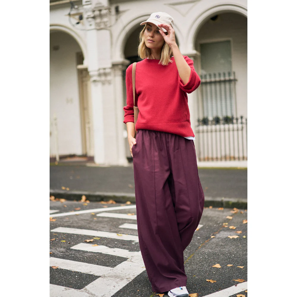 Izzie Pinstitch Pant - Burgundy - Image 3