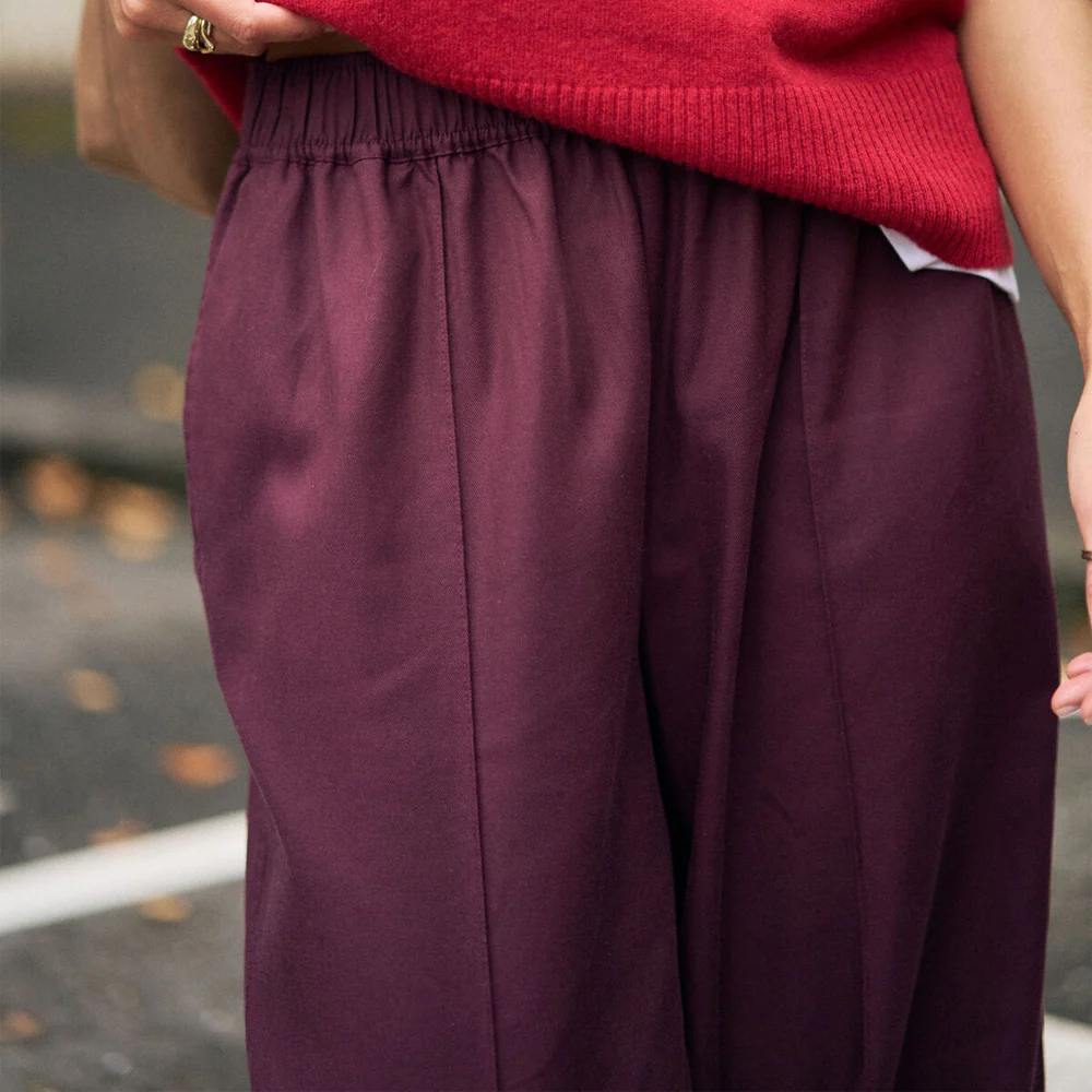 Izzie Pinstitch Pant - Burgundy - Image 4