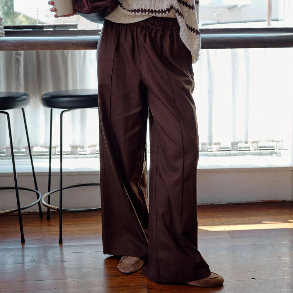 Izzie Pinstitch Pant - Chocolate