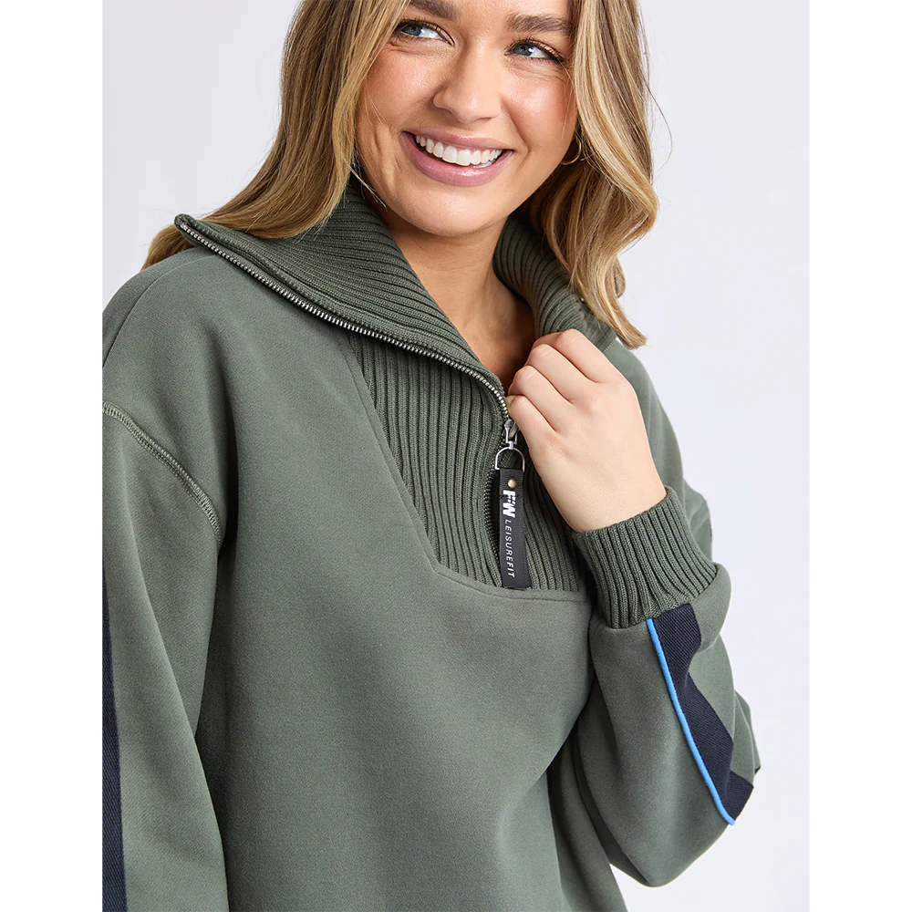 Knit Collar Crew - Khaki - Image 4