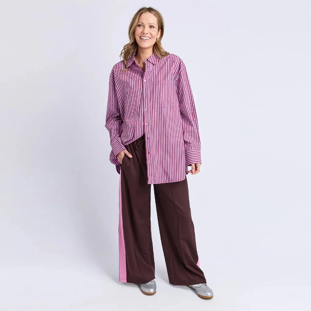 Lila Stripe Shirt - Maroon + Lilac Stripe - Image 7