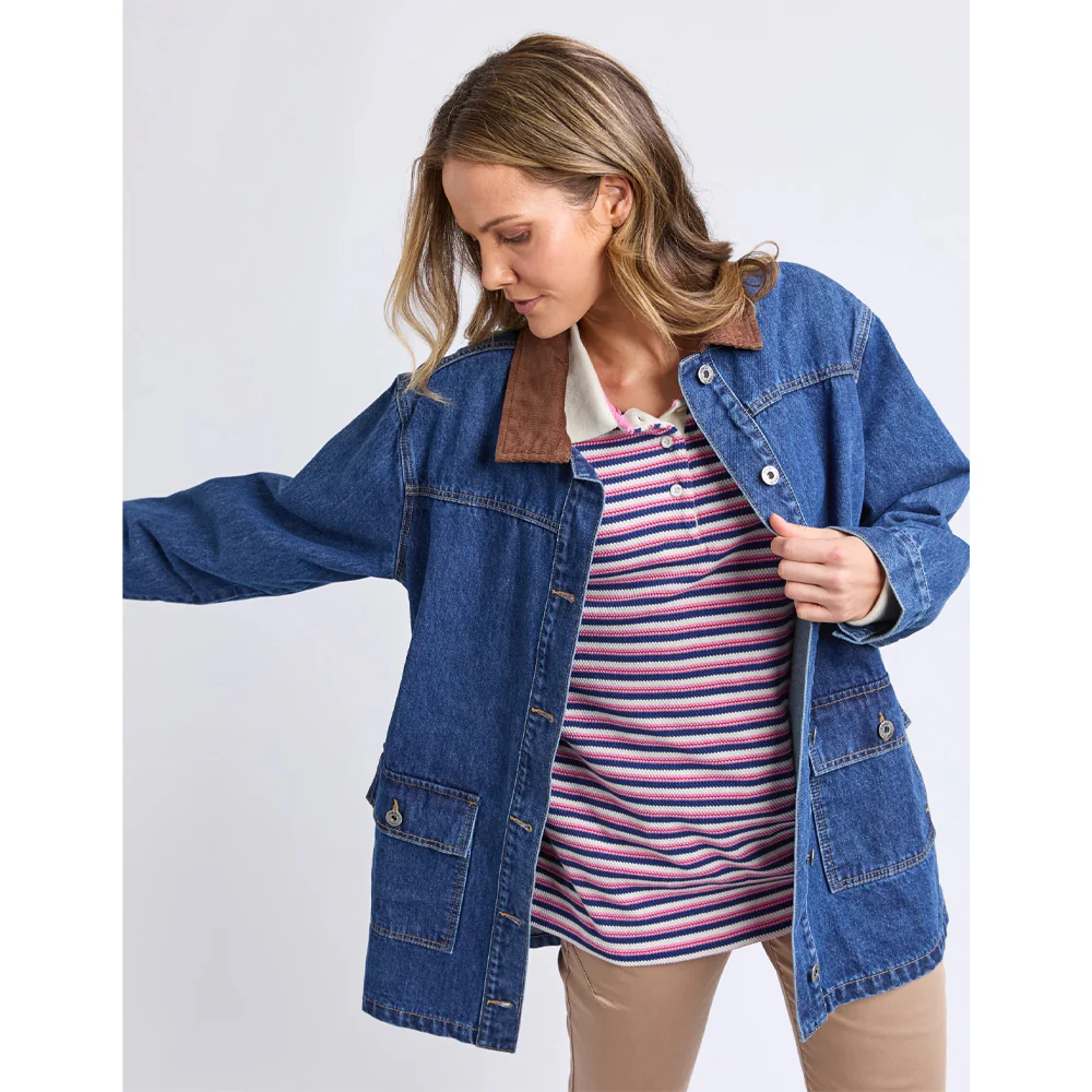 Lilian Denim Barn Jacket - Mid Blue Wash - Image 8